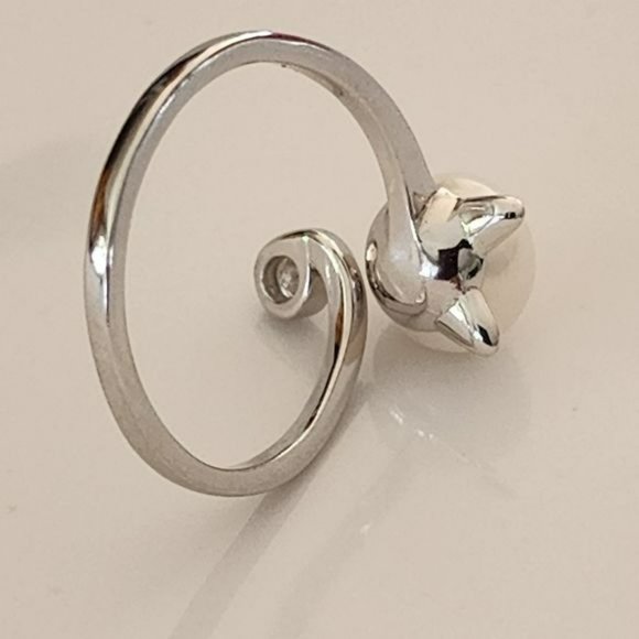 New 925S Silver‎ Real 8mm Cultured Freshwater Pearl Cat Shape Ring - Adjustable - Picture 10 of 15